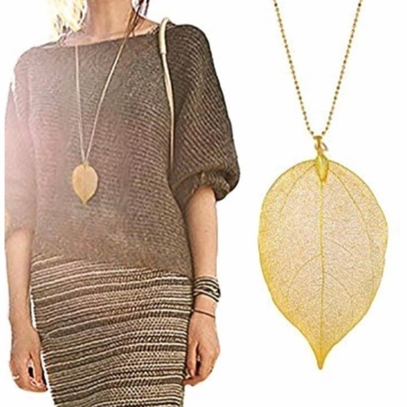 SALE💚 any 3 for $18 💚 leaf Pendant Long Chain Necklace Gold - Picture 4 of 6
